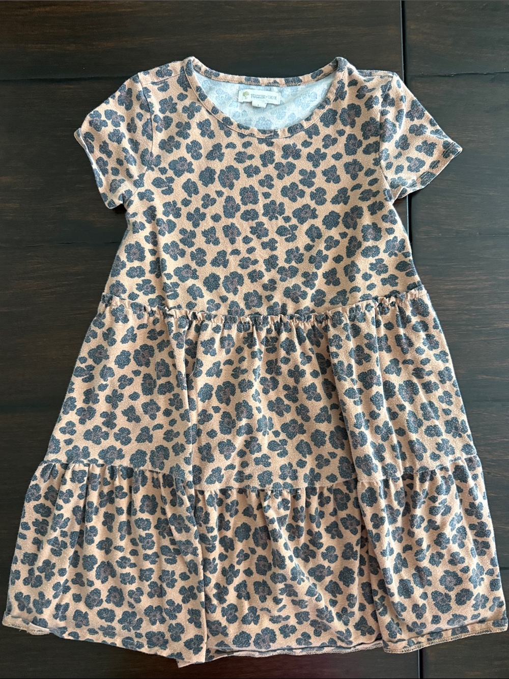 Tucker + Tate Pink Leopard Print Short Sleeve Tiered Dress